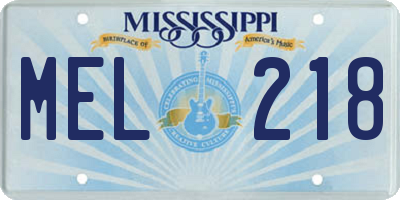 MS license plate MEL218
