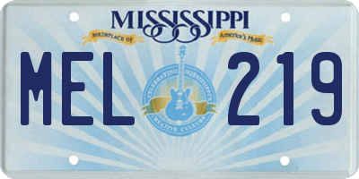 MS license plate MEL219