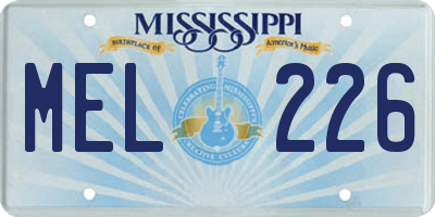 MS license plate MEL226