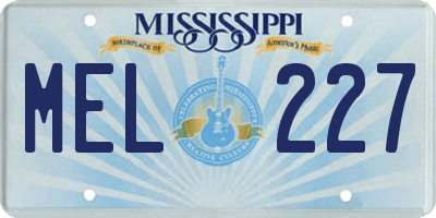 MS license plate MEL227