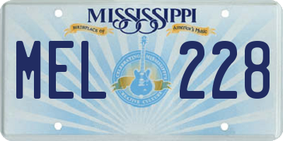 MS license plate MEL228