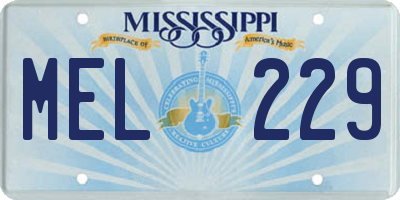 MS license plate MEL229
