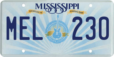 MS license plate MEL230