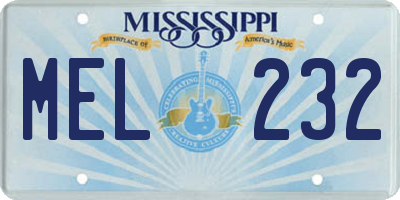 MS license plate MEL232