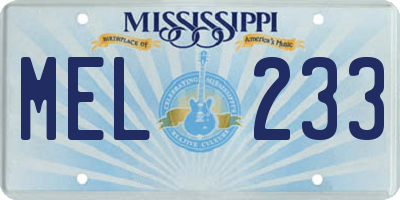 MS license plate MEL233
