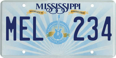 MS license plate MEL234