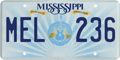 MS license plate MEL236