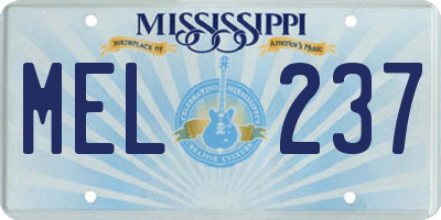 MS license plate MEL237