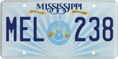 MS license plate MEL238