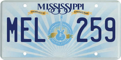 MS license plate MEL259