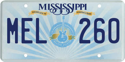 MS license plate MEL260