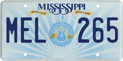 MS license plate MEL265