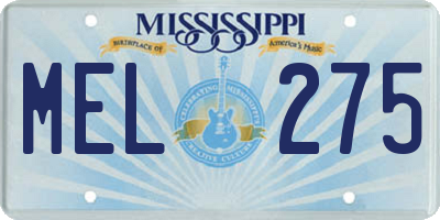 MS license plate MEL275