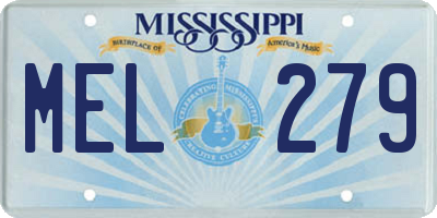 MS license plate MEL279