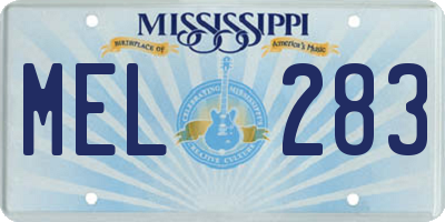 MS license plate MEL283