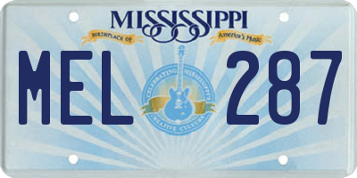 MS license plate MEL287