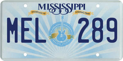 MS license plate MEL289
