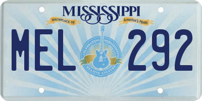 MS license plate MEL292