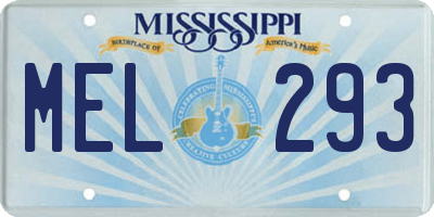 MS license plate MEL293
