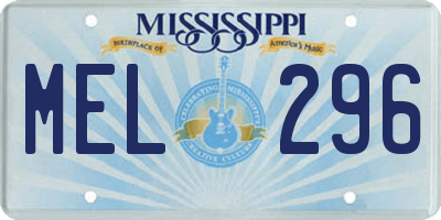 MS license plate MEL296
