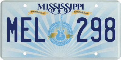 MS license plate MEL298