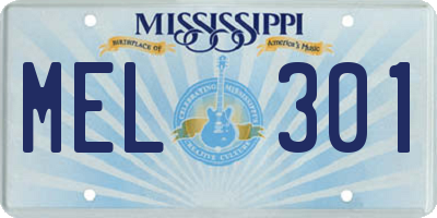 MS license plate MEL301
