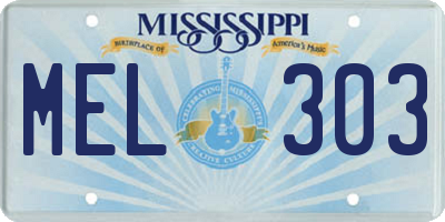 MS license plate MEL303