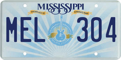 MS license plate MEL304