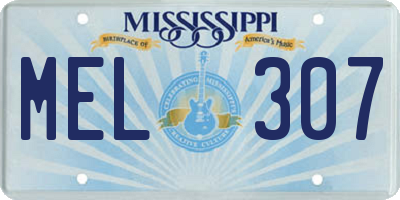 MS license plate MEL307