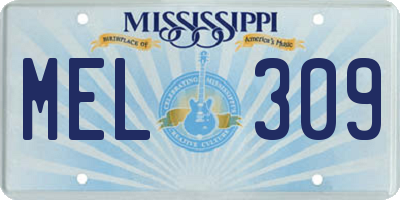 MS license plate MEL309