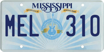 MS license plate MEL310