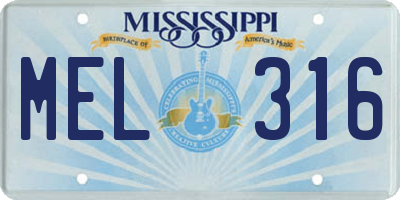 MS license plate MEL316