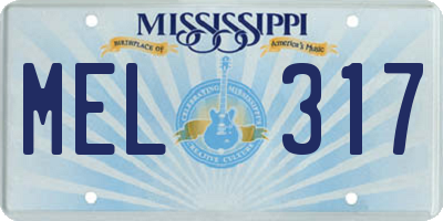 MS license plate MEL317