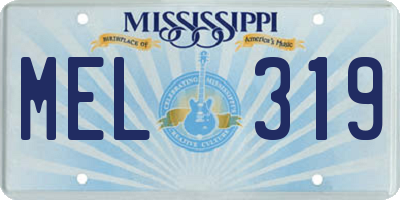 MS license plate MEL319
