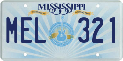 MS license plate MEL321