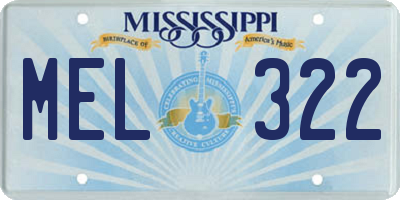 MS license plate MEL322