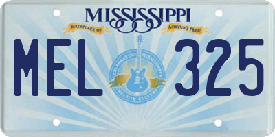 MS license plate MEL325