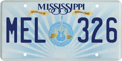 MS license plate MEL326