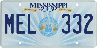 MS license plate MEL332