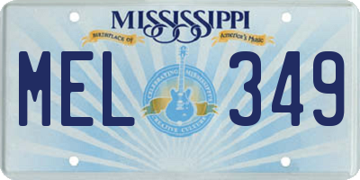 MS license plate MEL349