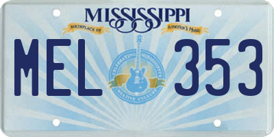 MS license plate MEL353