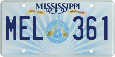 MS license plate MEL361