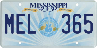 MS license plate MEL365