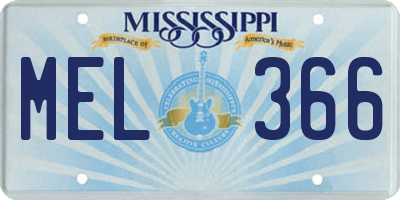 MS license plate MEL366