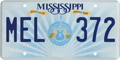 MS license plate MEL372