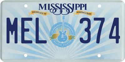 MS license plate MEL374