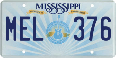 MS license plate MEL376