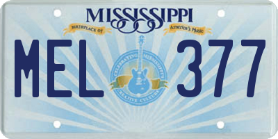 MS license plate MEL377