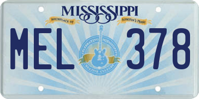 MS license plate MEL378