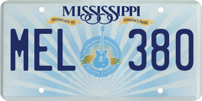 MS license plate MEL380